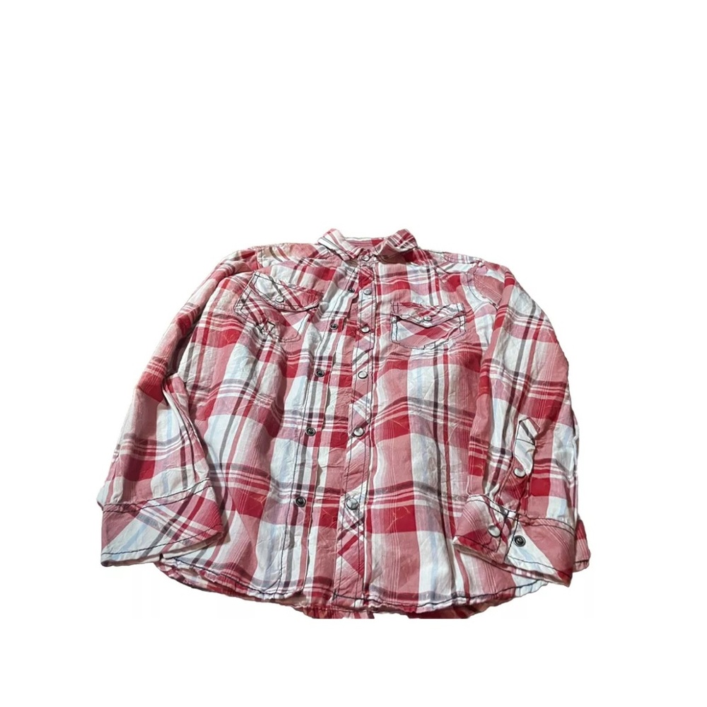 BKE Buckle Boys Red Pearl Button Long Sleeve Button Up! Medium 10-12